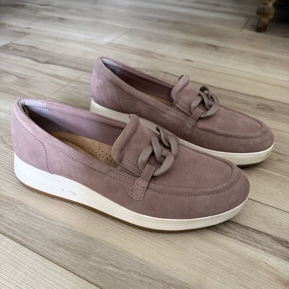 Clarks Shoes - Clarks Womens Zylah May Loafer - Mauve Suede Size 11